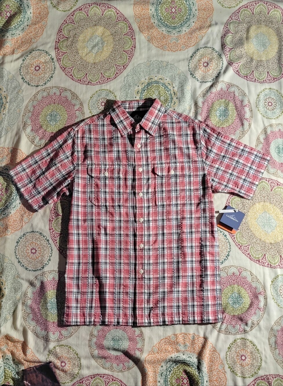 NWT Croft & Barrow Men's Quick Dry Plaid Short Sleeve Shirt - Small